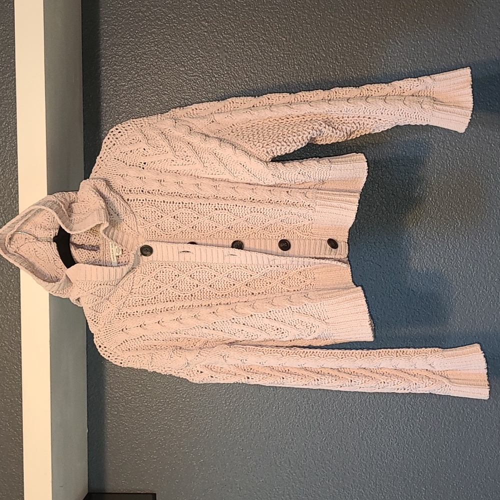 Hooded American Eagle Crop Button Sweater